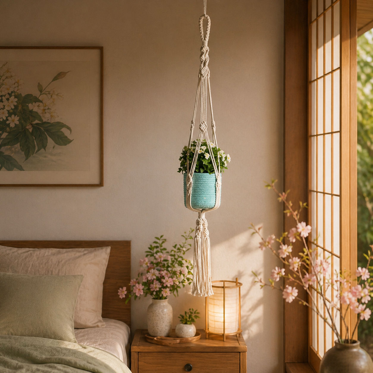 Earthy Macrame Plant Hanger Sustainable Hanging Garden